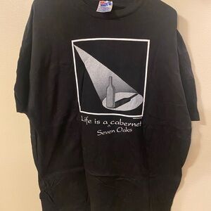 Vintage  1993 Hanes Life is a Cabernet Seven Oaks Black Graphic Tee